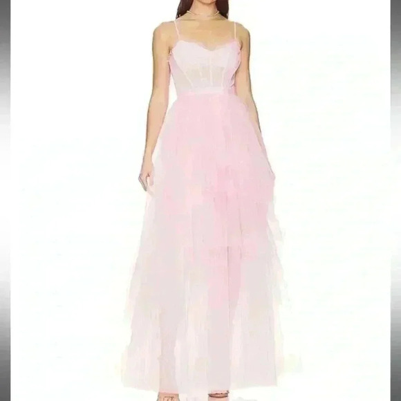 NWT BCBGMAXAZRIA Pink/Mauve Corset Tulle Tier “Taylor Swift” Gown Dress Size 12 - Picture 1 of 16